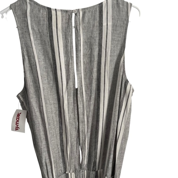 Cloth & Stone Gray Striped Sleeveless Jump Suit linen blend size medium NWT - Picture 4 of 14